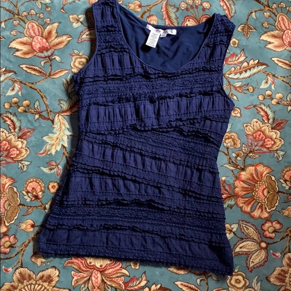 Max Studio Tops - What a pretty lacy tiered navy blue tank!
